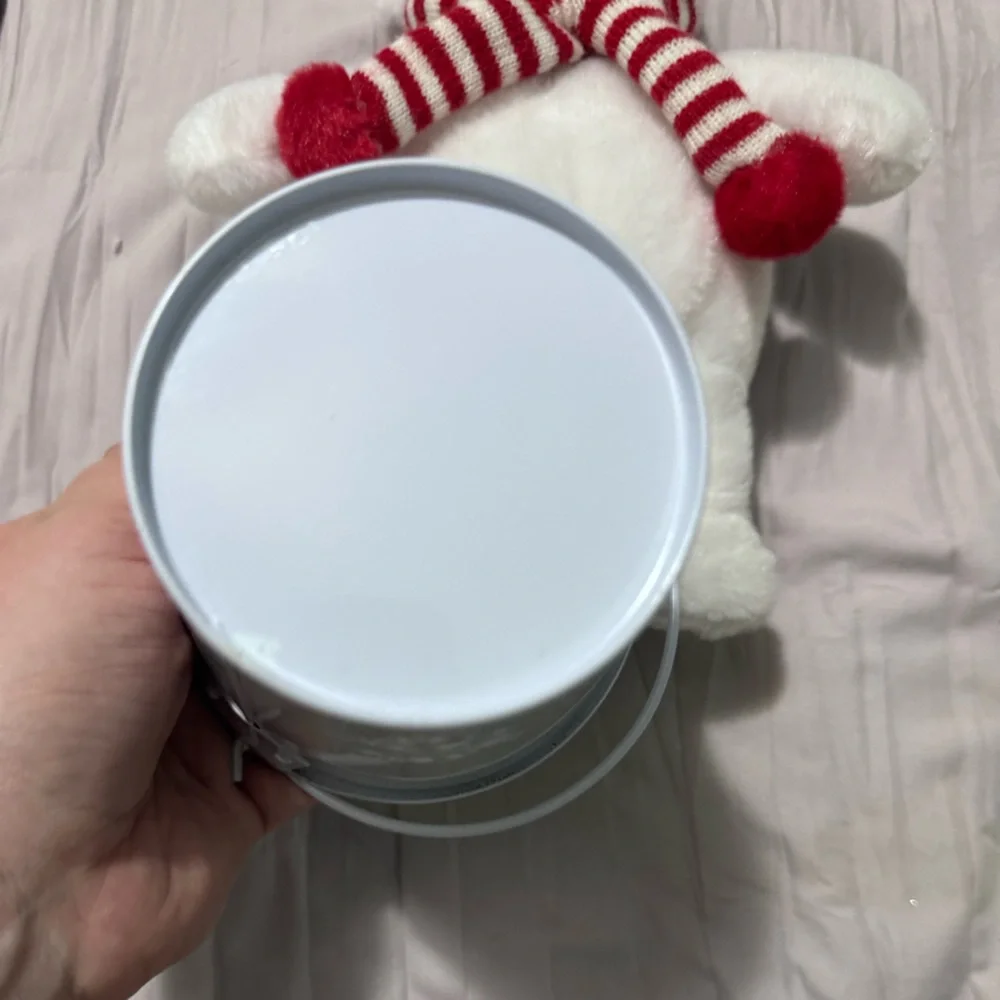 White Plush Bear with Red Striped Scarf ❄️